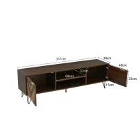 TV-Schrank 150 cm Massivholzfurnier mit Eisenfüßen und Stauraum für Wohnzimmer Holzfarbe(m-3)