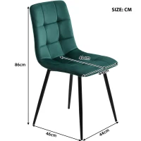Set of 4 Velvet Upholstered Dining Chairs with Metal Frame and Backrest, 44x41x86 cm, Green(m-3)