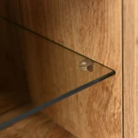 Moderner TV-Schrank mit Holzmaserung und 7-farbigen LED-Leuchten, einfacher Montage und großem Stauraum, Holzfarbe(m-5)