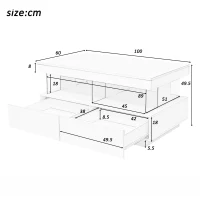 Table Basse Moderne avec Éclairage LED et Étagères en Acrylique, 100x60x49,5 cm, Blanc(m-3)