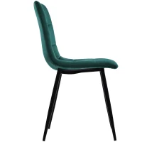 Set of 4 Velvet Upholstered Dining Chairs with Metal Frame and Backrest, 44x41x86 cm, Green(m-10)