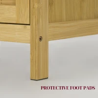 HOMCOM Comodă în Stil Boho din Rattan și Bambus, Dulap cu 2 Uși și Raft Interior, 60x27x67.5 cm, Lemn Natural(m-6)