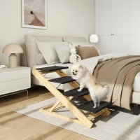 PawHut Adjustable Dog Steps Dog Ramp, 4-Step Non-slip Pet Stairs for Large Sized Dogs, Foldable Dog Stairs for Bed Sofa(m-10)