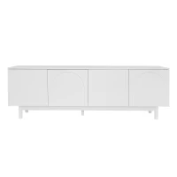 TV-Schrank TV-Lowboard 175 cm mit Push-to-Open Struktur-Türen und verstellbaren Trennwänden für Wohnzimmer Weiß(m-2)