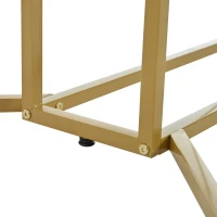 Modern Dining Room Table in Marble Top with Adjustable Metal Legs, Rectangular Extendable Table for Kitchen, 140x80x75 cm, White+Gold(m-10)