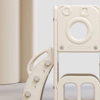 Toboggan multifonctionnel pour enfants 6 en 1 avec rampe, double plateforme, casiers, panier de basket et échelle, 174x150x95 cm, Gris+blanc(m-9)