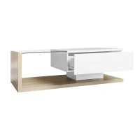 Couchtisch mit Ablagefach 105 cm mit LED fürs Wohnzimmer Natürliche Farben(m-6)