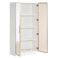 Vitrine Moderne en Verre avec Éclairage LED à 16 Couleurs, Doubles Portes et Étagères Réglables, 80x40x160 cm, Blanc(m-7)