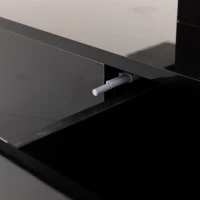 Hochglanz-Couchtisch mit LED-Beleuchtung, Schubladen und zwei Ablageebenen, Schwarz(m-4)