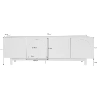Meuble TV élégant en style luxueux avec portes structurées et étagères réglables, 175x38x56 cm, Blanc(m-3)