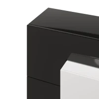 Moderner TV-Schrank Hochglanz mit LED-Beleuchtung und Glasoberfläche, Schwarz und Weiß(m-5)