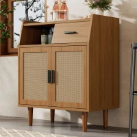 Kommode mit 1 Schublade und 2 Türen, Sideboard Highboard mit Metallgriffen für Schlafzimmer, Wohnzimmer und Büro, Walnuss(m-5)