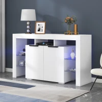 Buffet Moderne Lumineux avec LED, 140x40x80 cm pour Salon, Blanc(m-1)