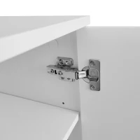 Meuble TV élégant en style luxueux avec portes structurées et étagères réglables, 175x38x56 cm, Blanc(m-9)