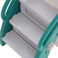 Toboggan pour enfants multifonctionnel 6 en 1 avec rampe, double plateforme, casiers, panier de basket et échelle，174x150x95 cm, Vert antique(m-9)