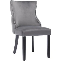 Upholstered Velvet Dining Chairs with Nail Head Trim and Adjustable Solid Wood Legs, Set of 2, Grey(m-8)