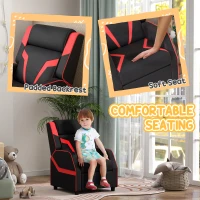 AIYAPLAY 2 in 1 Kids Chair Recliner with Backrest, Armrest, Footrest, PU Leather, for 3-9 Years Old, Black(m-5)