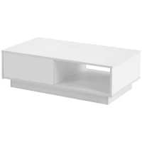 Table Basse Moderne avec Éclairage LED Multicolore à 15 Modes, en MDF et Panneaux de Particules, 95x55x32 cm, Blanc(m-6)