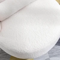 Fauteuil de Bureau Pivotant en Peluche Teddy avec Coussin Lombaire, Base en Métal Pivotante à 360°, Capacité 100 kg, 65x70x73 cm, Blanc(m-8)