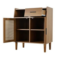 Kommode mit 1 Schublade und 2 Türen, Sideboard Highboard mit Metallgriffen für Schlafzimmer, Wohnzimmer und Büro, Walnuss(m-6)