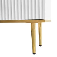 Modern Fernsehschrank 165 cm Weiss mit goldenen Verzierungen, TV-Schrank Weiss(m-12)