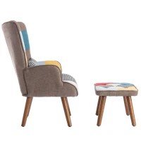 Freizeitstuhl mit Fußstütze und Kissen, Buntes Design für Wohnzimmer, Komfort und Stil in Einem, Bunt(m-10)