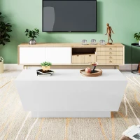 Moderner LED-Couchtisch mit Hochglanzfinish, App-gesteuerter Beleuchtung und verstecktem Stauraum, weiß(m-1)