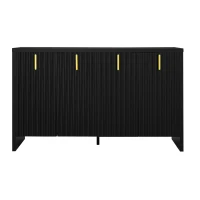Modernes schwarzes Sideboard mit vergoldeten Griffen und verstellbaren Einlegeböden, schwarz(m-2)