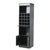 Porte-bouteilles avec 16 Compartiments pour Vin, Meuble de Rangement Polyvalent pour Salon et Salle à Manger, 50x40x180 cm, Noir(m-7)