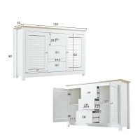 Klassische Kommode mit 2 Türen und 3 Schubladen, Lackiertes MDF, Metallgriffe, Weiß(m-3)