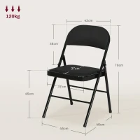 HOMCOM Set 6 Scaune Pliabile, Scaune Moderne cu Perne din Poliester pentru Acasă și Birou, 45x46x78 cm, Negru(m-3)