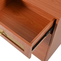 Schminktisch-Set mit LED-Beleuchtung, 360° drehbarer Spiegel, 8 Schubladen und flexiblem Stauraum, Walnuss(m-9)