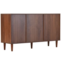 Crédence Moderne en Style Scandinave avec Inserts en Rotin, Trois Portes et Deux Tiroirs Irréguliers, 130x75,5x40 cm pour Salon ou Cuisine, Rotin(m-7)