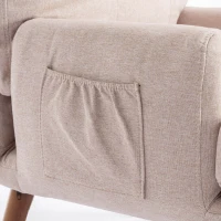 Lounge Sessel mit Hocker, verstellbare Rückenlehne, Seitentaschen, 65x60x96cm, Weiss(m-6)