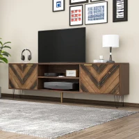 TV-Schrank 150 cm Massivholzfurnier mit Eisenfüßen und Stauraum für Wohnzimmer Holzfarbe(m-1)