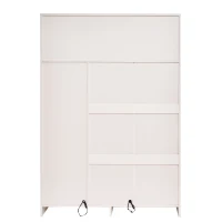 Armoire Penderie Spacieuse avec 3 Portes en Verre, 1 Tiroir et 1 Tringle à Vêtements, Éclairage LED Intégré, 110x50x160 cm, Blanc(m-7)