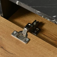 Moderner TV-Ständer mit Marmor- und Holzmaserungsdesign, PVC-Kante und stabilen Eisenbeinen, Holzfarbe(m-4)