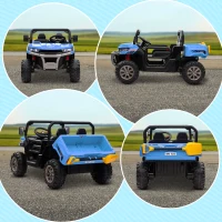 HOMCOM 12V 2 Seater Kids Electric Ride-On Car with Electric Bucket, Remote Control - Blue(m-9)