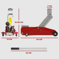 HOMCOM Low Profile Jack, 2 Ton Hydraulic Car Jack for Car Trailer Garage Tyre Repair, Red(m-3)