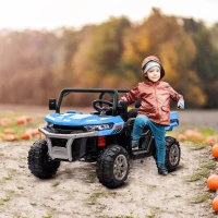 HOMCOM 12V 2 Seater Kids Electric Ride-On Car with Electric Bucket, Remote Control - Blue(m-2)