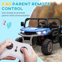 HOMCOM 12V 2 Seater Kids Electric Ride-On Car with Electric Bucket, Remote Control - Blue(m-4)