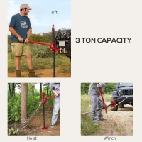 HOMCOM 3 Tonne Farm Jack, 48" High Lift Jack for 4x4 Tractors Trucks Agricultural Lifting, Red(m-4)