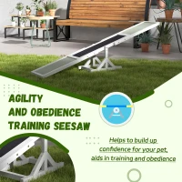 PawHut Wooden Pet Seesaw for Big Dogs, Dog Agility Equipment with Anti-Slip Surface - White(m-7)