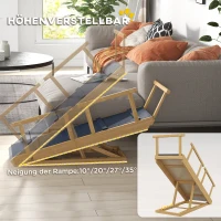 PawHut Rampa dla psów, regulowana wysokość, składana, poręcze, dla psów do 40kg, ramka z drewna, 85 x 40 x 78,5 cm, Czarny(m-5)