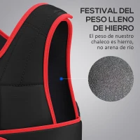 HOMCOM Chaleco Ajustable para Entrenamiento Pesos Individuales hasta 20 kg Cierres de Velcro Doble Cinturón 60x50 cm Negro y Rojo(m-5)