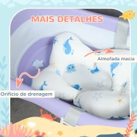 ZONEKIZ Banheira para Bebé Recém Nascido Dobrável 40L com Almofada Pés Antiderrapantes e Orifício de Drenagem 83x48x23,5 cm Roxo(m-7)