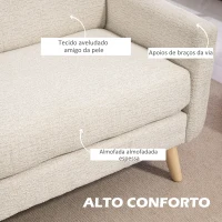 HOMCOM Sofá de 2 Lugares Estofado em Veludo Sofá de Sala de Estar Moderno com Apoio para os Braços e 114x71x82 cm Beige(m-5)