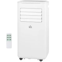 HOMCOM Ar Condicionado Portátil 9000BTU 1010W Refrigerador Ventoinha Desumidificadorc om Ecrã LED  e Temporizador 35,3x35x72,5 cm Branco(m-10)