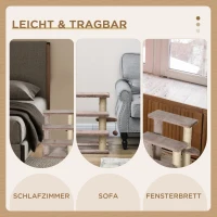 PawHut Krabpaal & Huisdiertrap, 4 Treden, Speelbal, tot 5 kg, 45x40x48cm, Bruin(m-7)