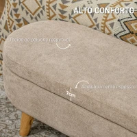 HOMCOM Banco para Pé de Cama Banco de Armazenamento com Pés de Madeira e Assento Acolchoado 110x40x43 cm Bege(m-6)